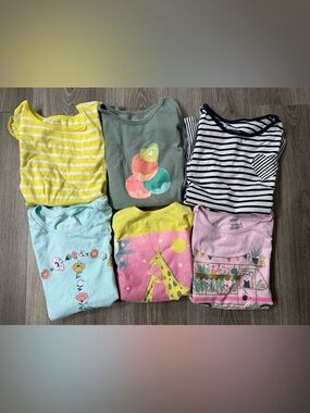 Carters Girls Mixed Graphic & Stripes Tee Lot of 6 size 12 Short Sleeve Spring